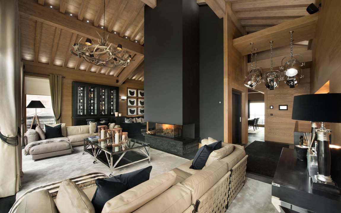 modern chalet design living room