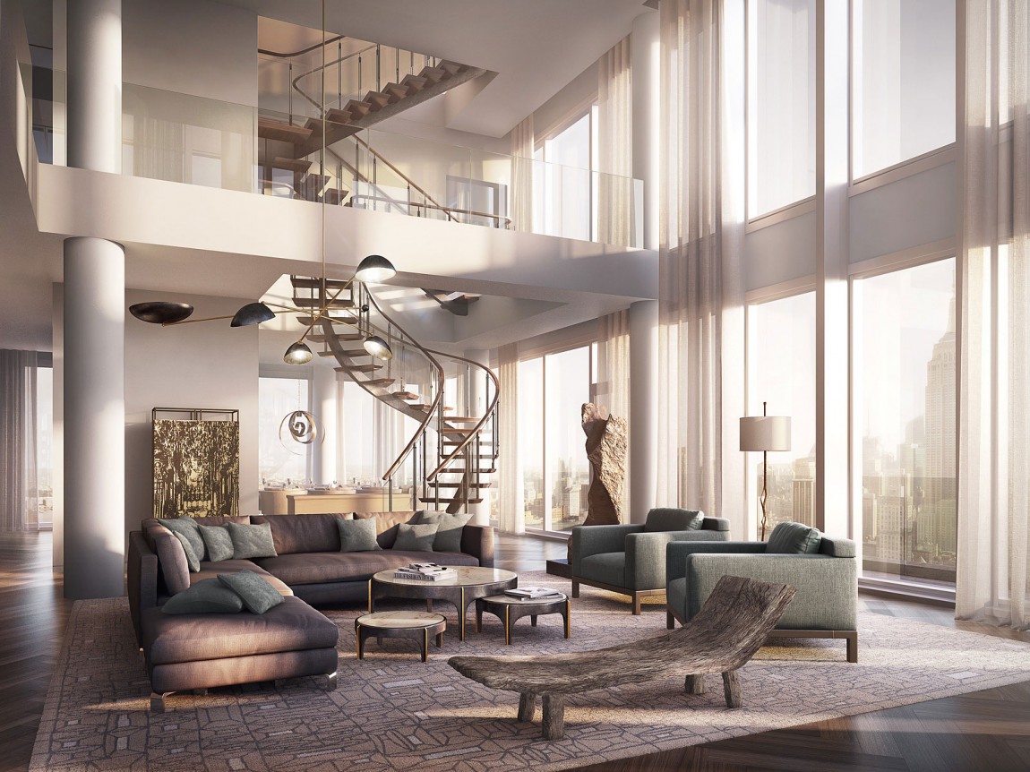 luxury penthouse apartment living room