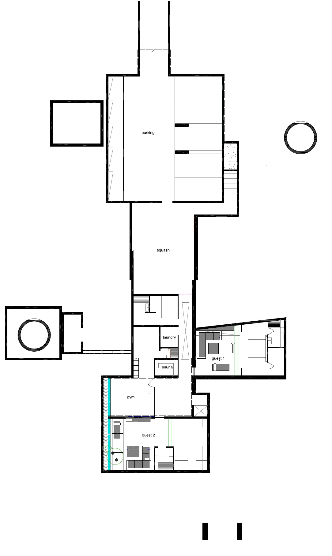 Upper floor plan of an Impressive Ultra Modern House in Athens