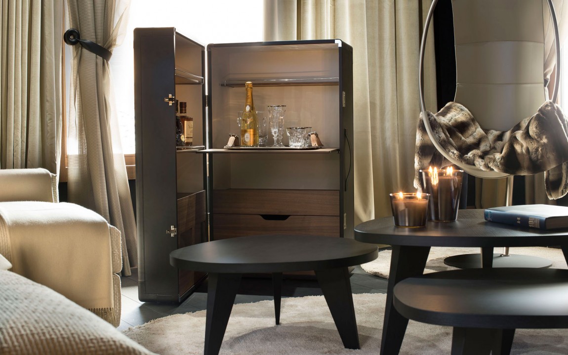 Contemporary furniture as part of inspiring modern chalet interior