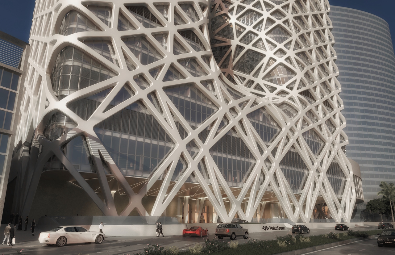 Entrance of the new futuristic building by Zaha Hadid Architects