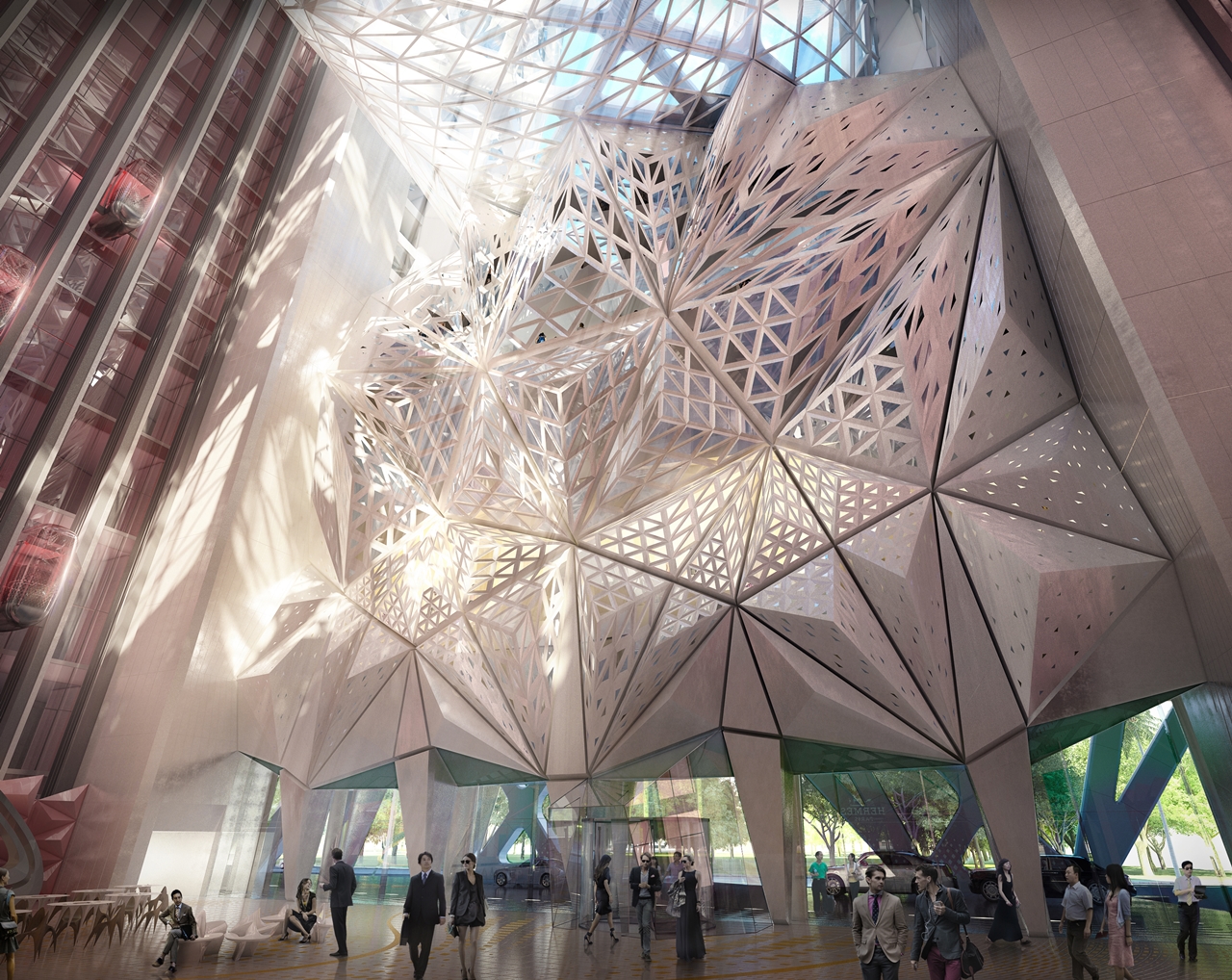 Lobby interior of the new building by Zaha Hadid Architects