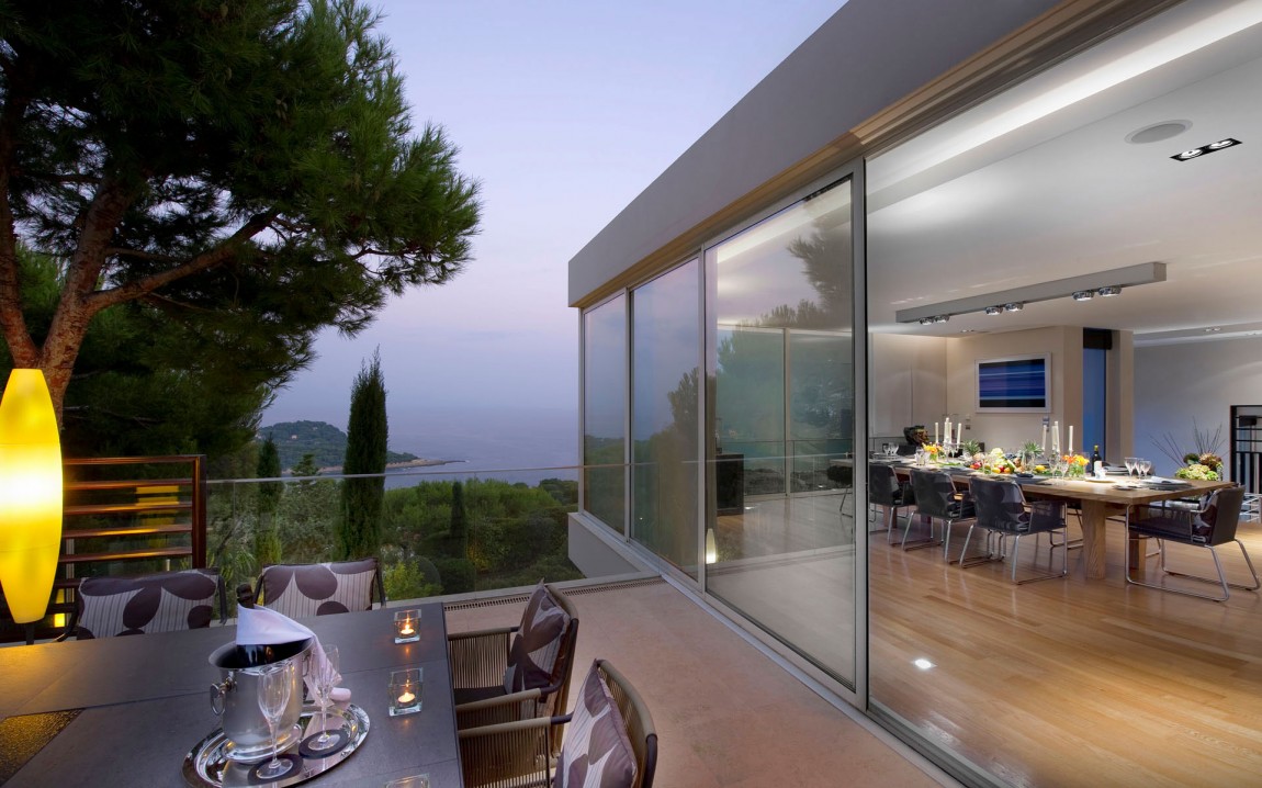 Terrace view from modern villa in France