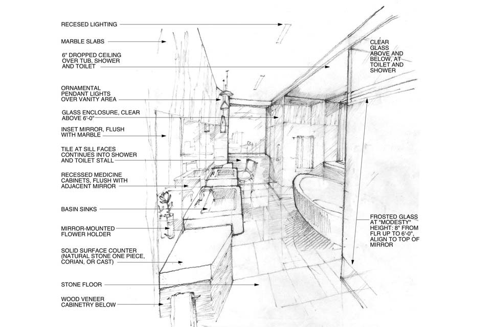 Drawing of renovation of modern Manhattan apartment