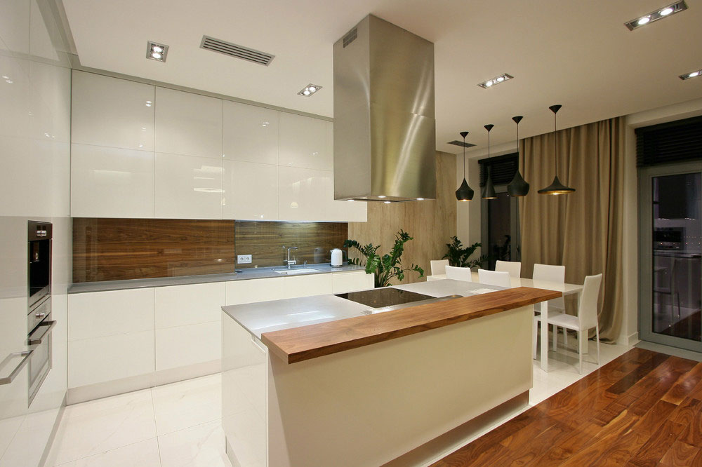 Modern kitchen with white furniture 
