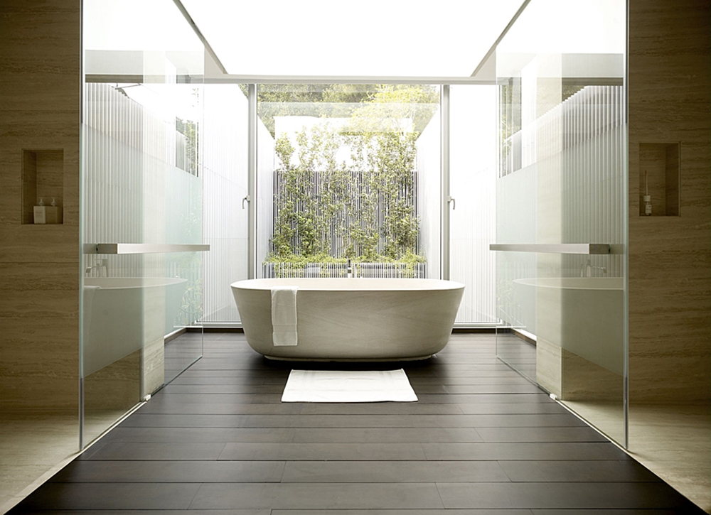 Modern bright bathroom in creative home