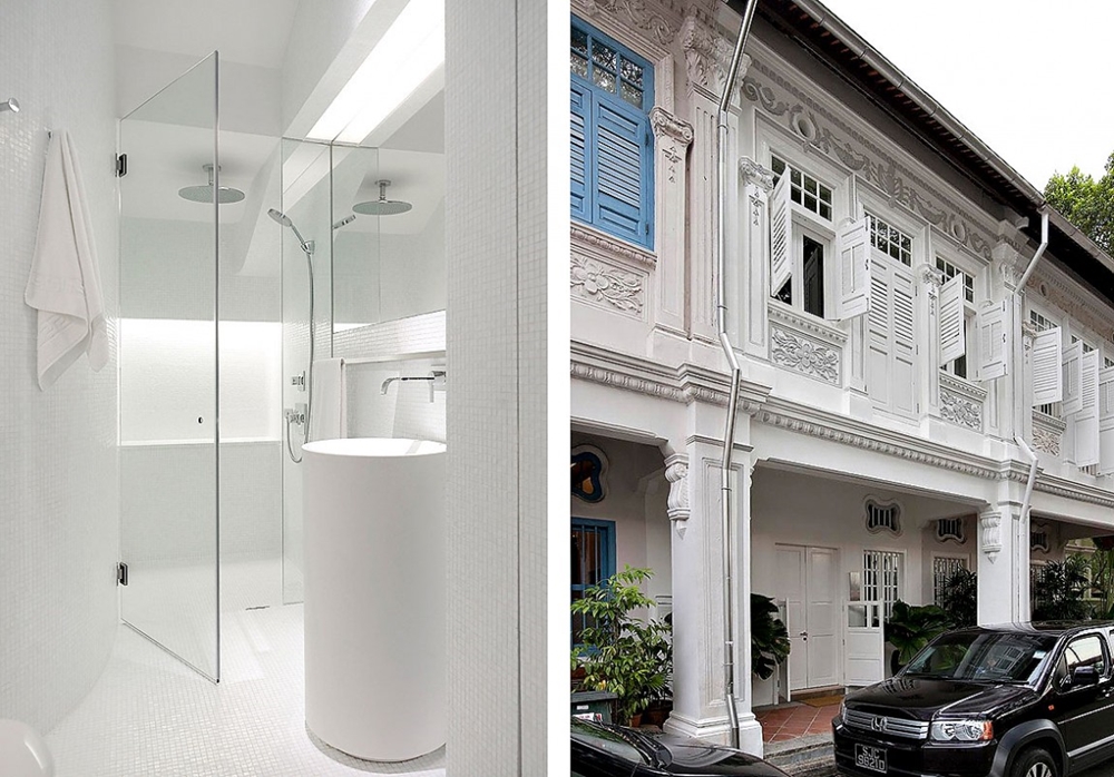 White bathroom and facade 