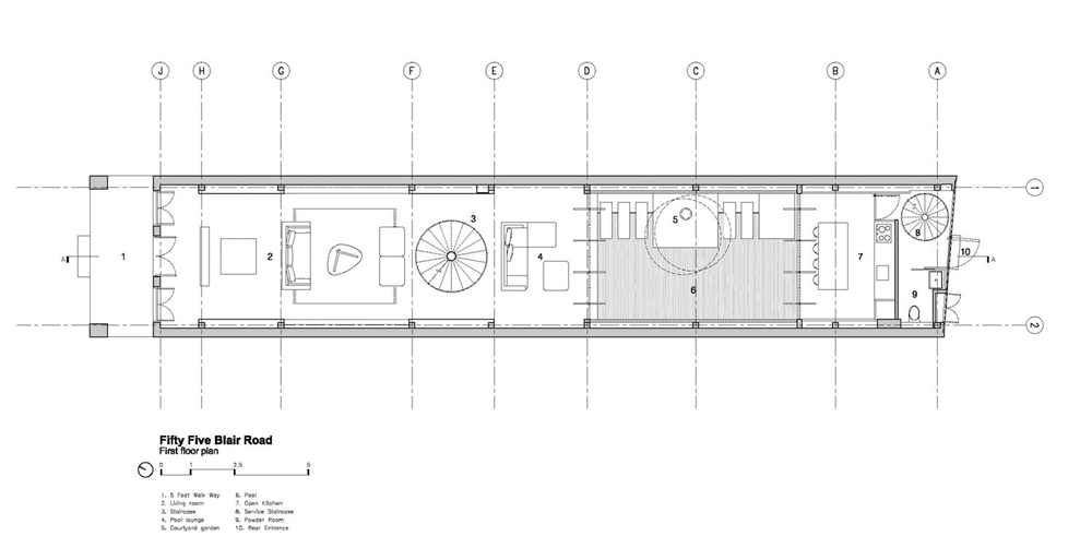 Ground floor plan of 55 Blair Road House