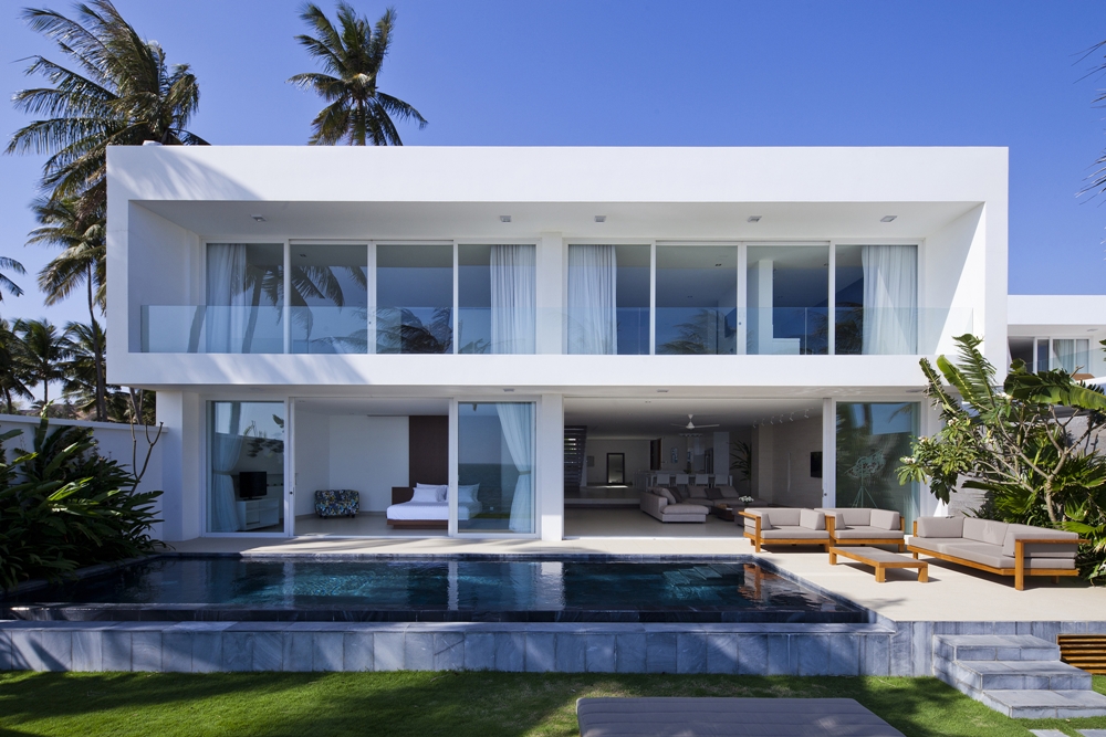 White modern facade on a modern house design