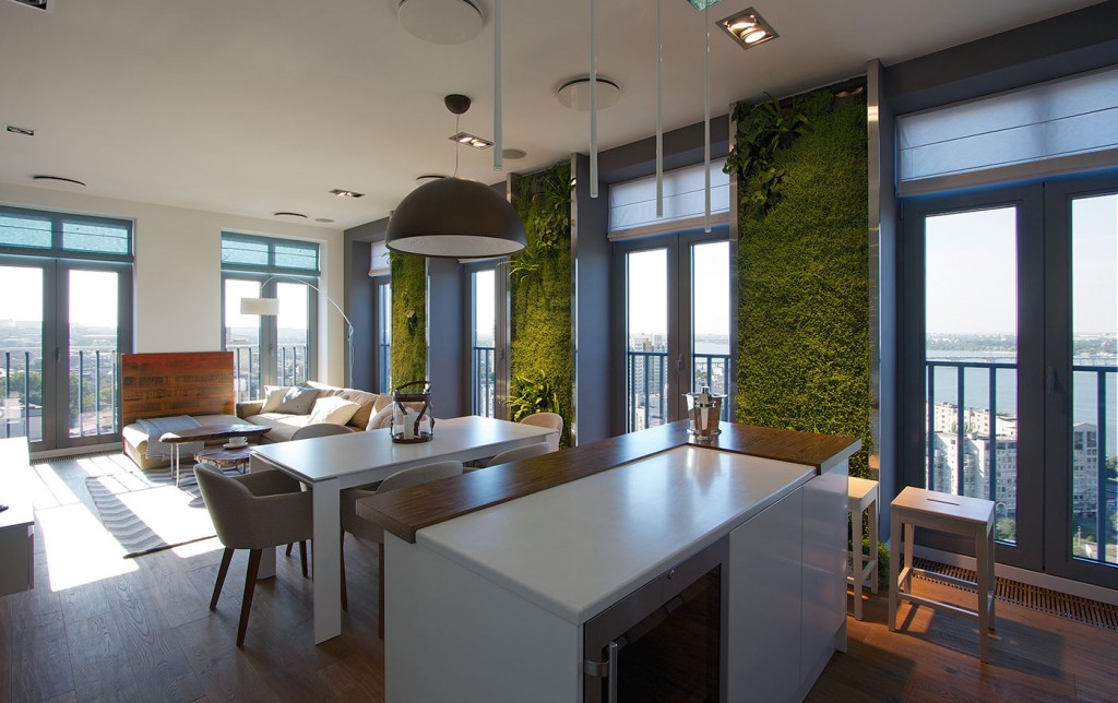 Modern Apartment Design: Green Walls by SVOYA - Architecture Beast