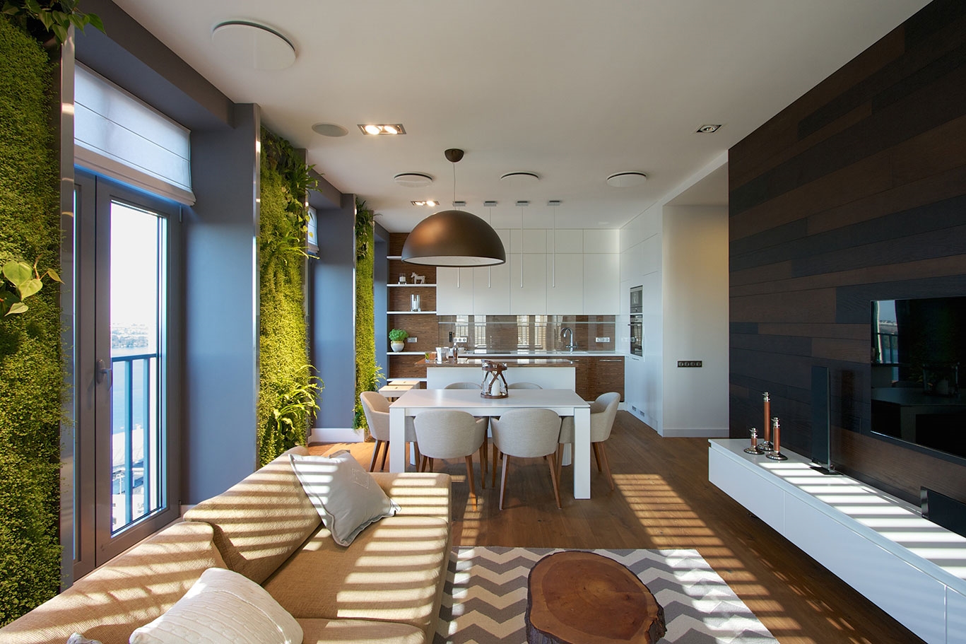 Modern Apartment Design: Green Walls by SVOYA - Architecture Beast