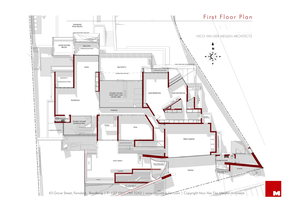 First floor plan of Kloof Road House