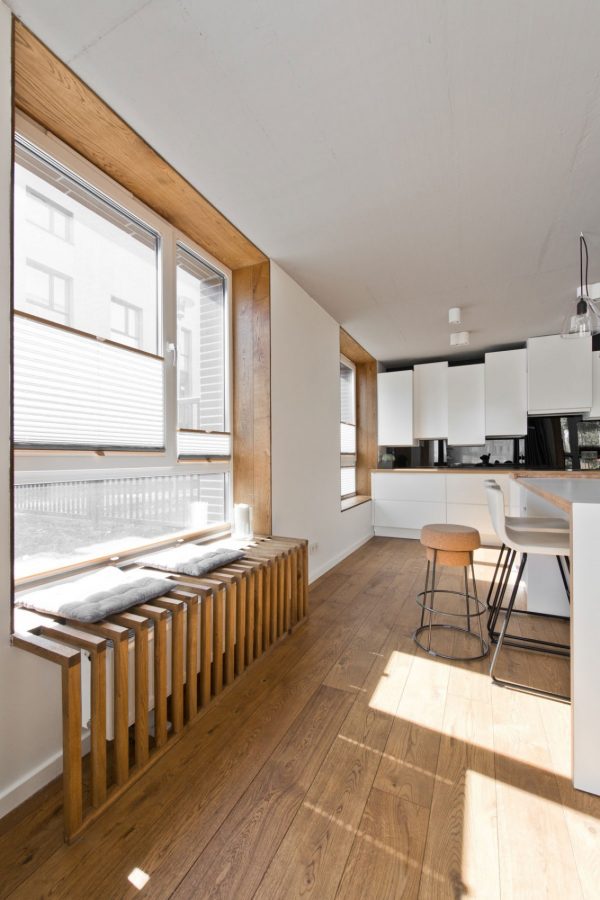 View of Scandinavian interior design in a beautiful small apartment ...