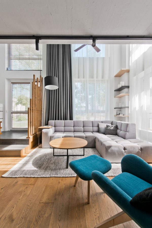 View of Scandinavian interior design in a beautiful small apartment ...