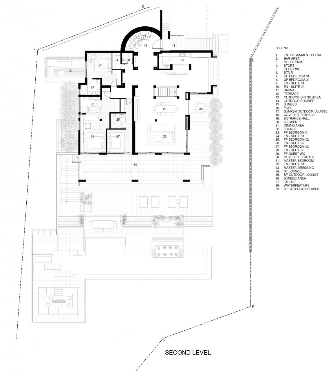 Floor plan of modern villa Roca by SAOTA