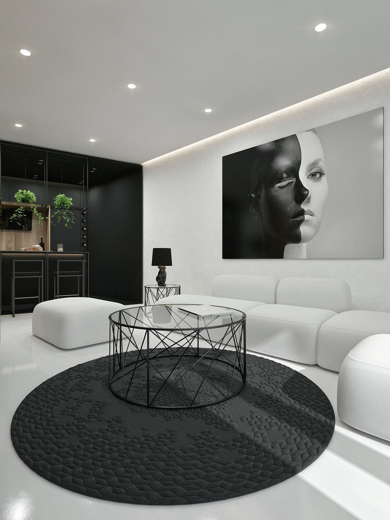 Black and deals white modern room