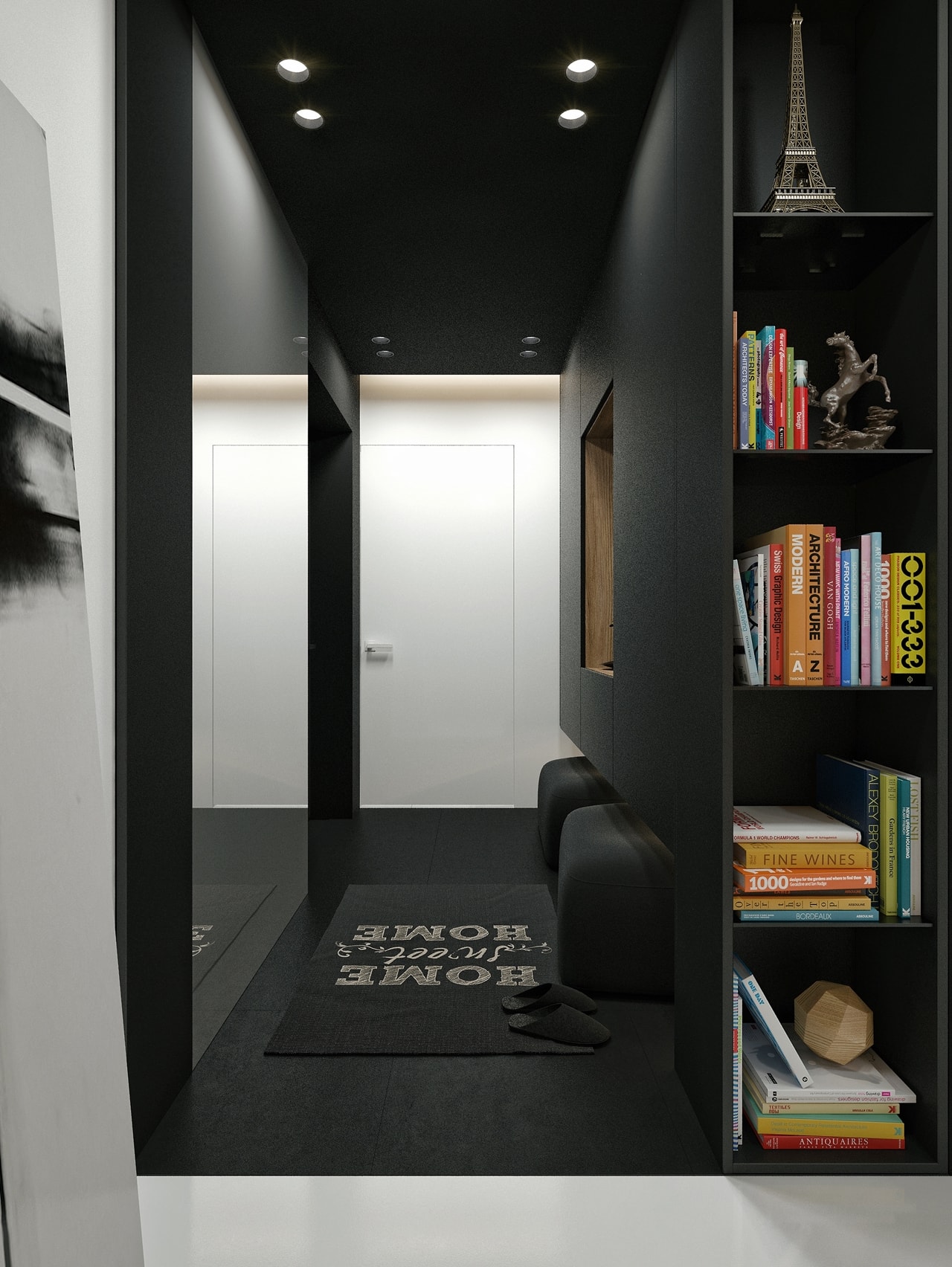 Black interior design by ID White