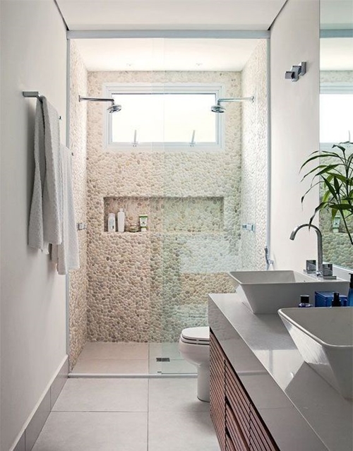 walk in shower in small bathroom