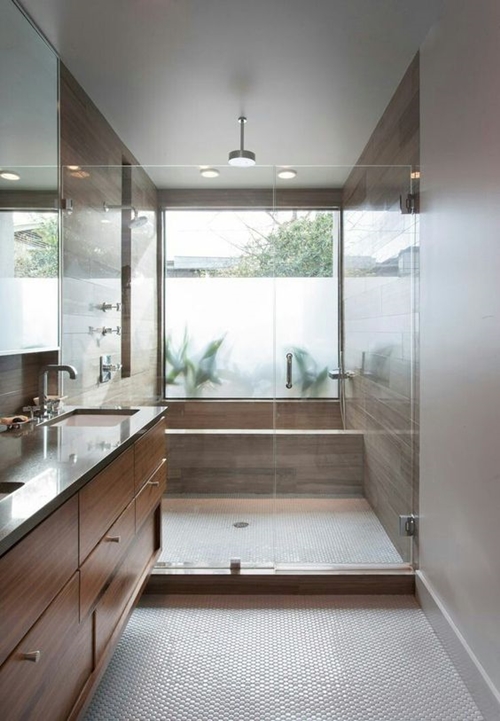 walk in shower in small bathroom