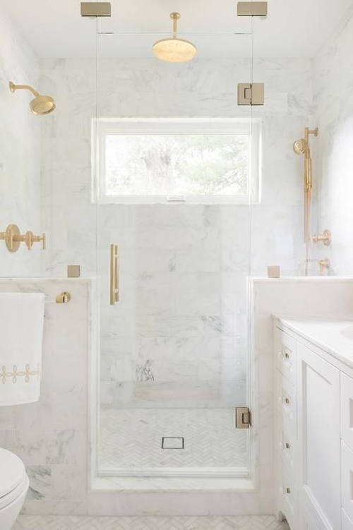 luxury walk in shower in small bathroom