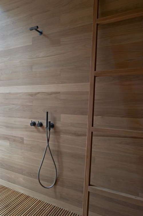 walk in shower with wood