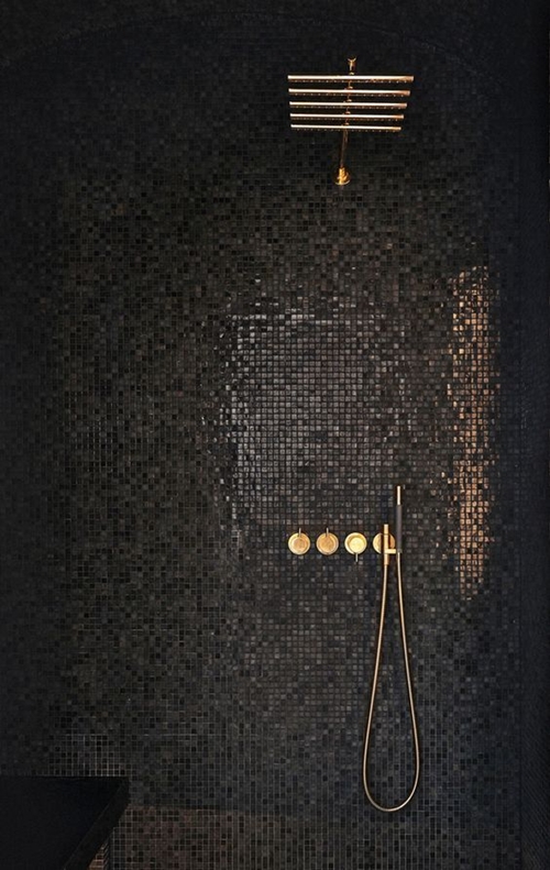 dark shower tiles