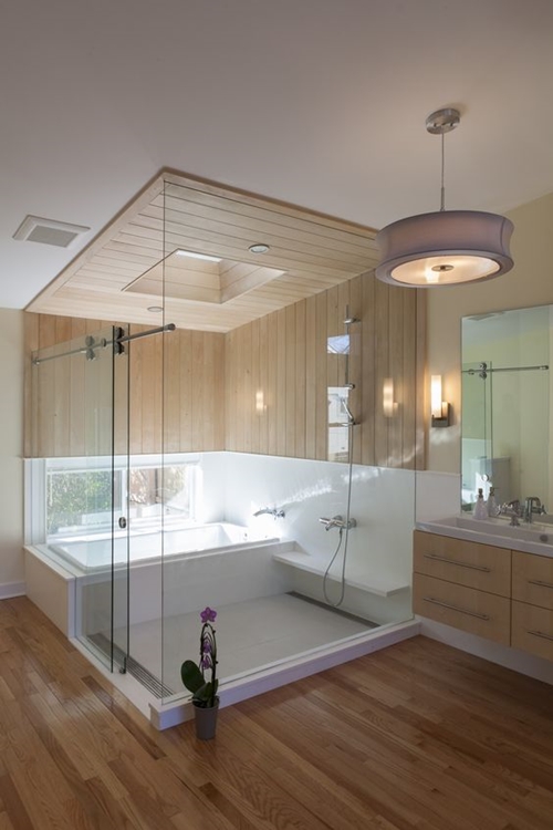 Walk in shower with seat featured on Architecture Beast 73