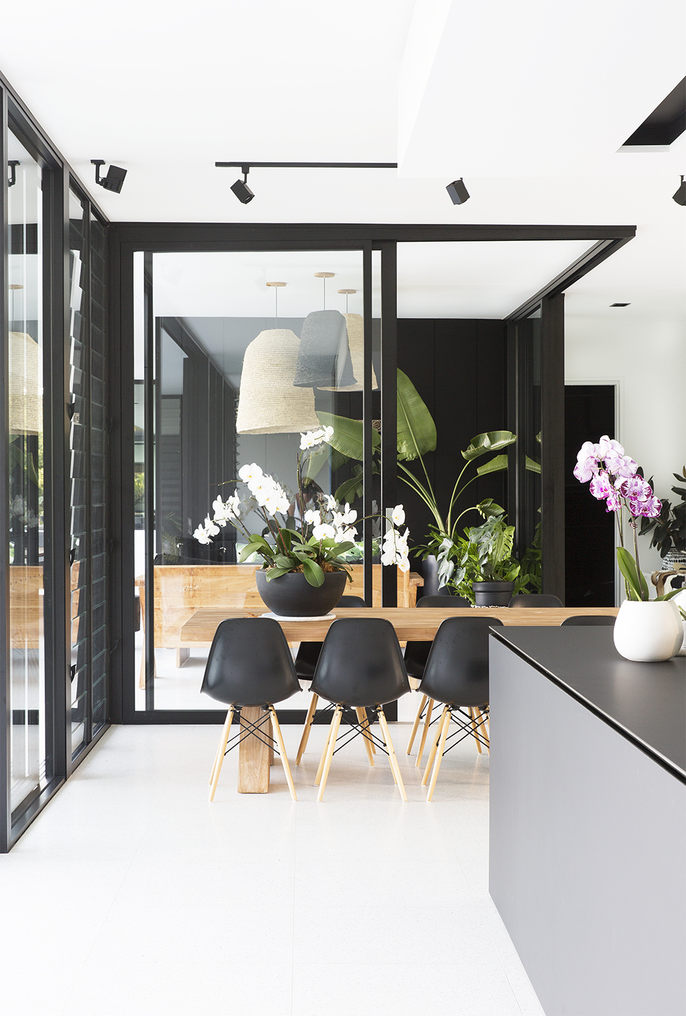 Modern black and white interior in Glasshouse by Sarah Waller