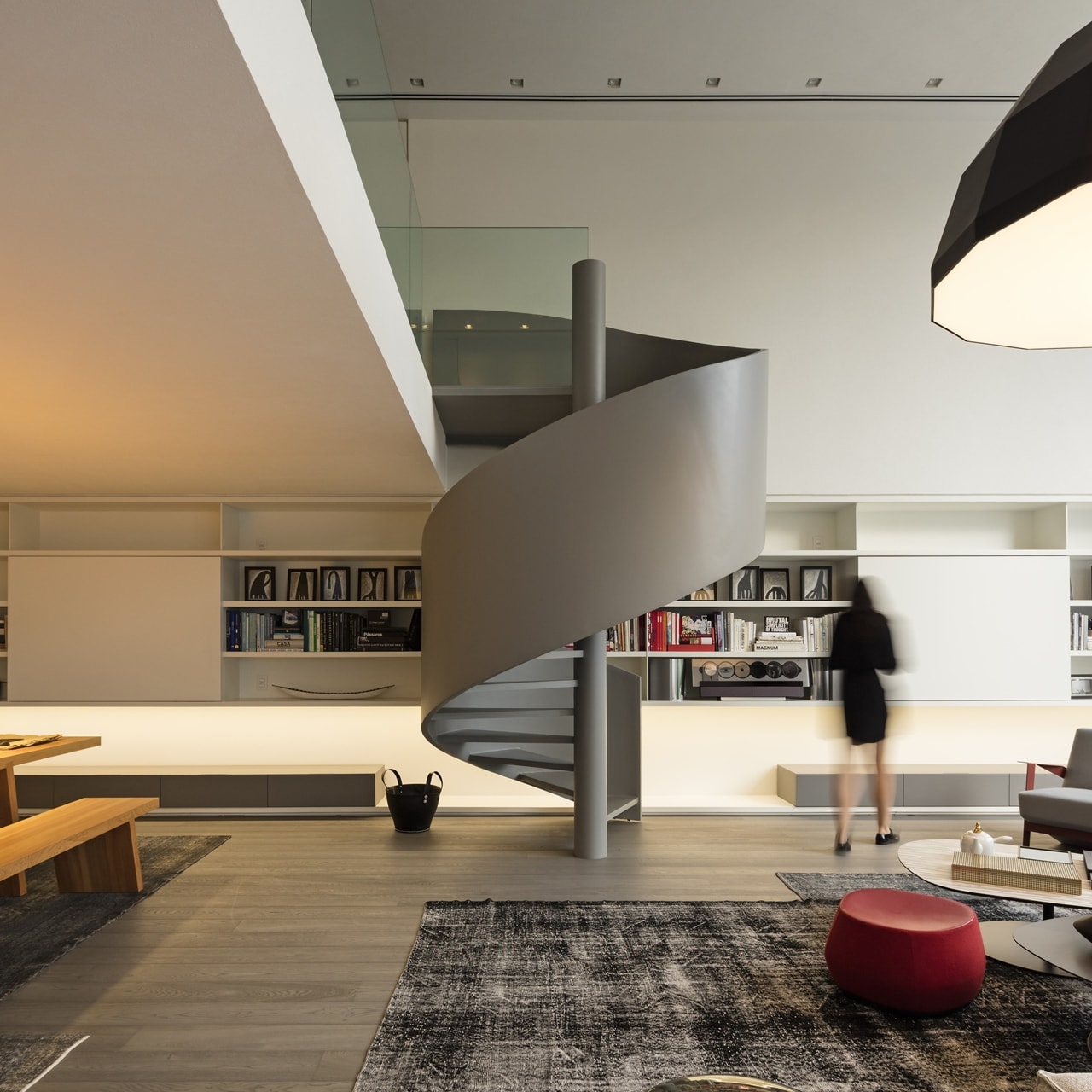 Modern circular staircase designed by studio Mk27 - Marcio Kogan + Lair Reis
