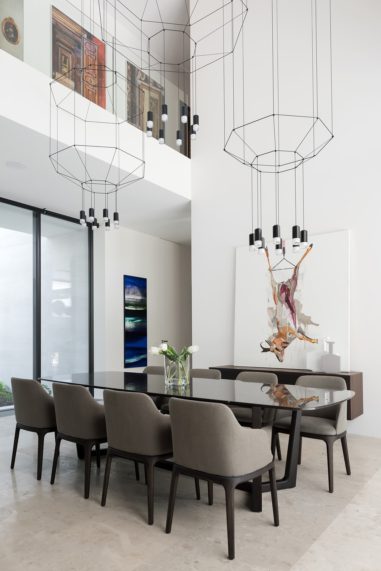 Modern dining room in modern forest house designed by Alexandra Fedorova